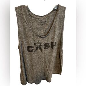 Lucky Brand Johnny Cash Y2K Graphic Tank Top Gray w/Black Lettering Size XL